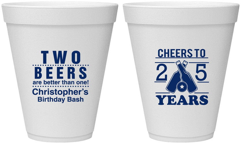Personalized Birthday 12 oz Foam Cups - Cheers To 25 Years | 20163