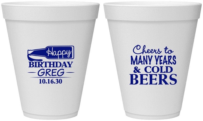 Personalized Birthday 12 oz Foam Cups - Cheers To Many Years | 20167