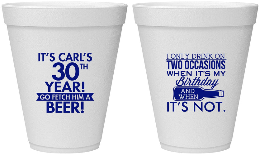 Personalized Birthday 12 oz Foam Cups - 30th | 20170