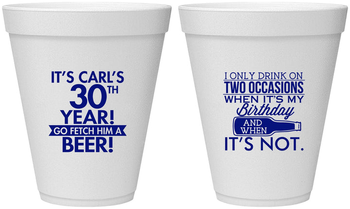 Personalized Birthday 12 oz Foam Cups - 30th | 20170