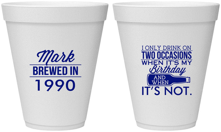 Personalized Birthday 12 oz Foam Cups - 40th | 20171