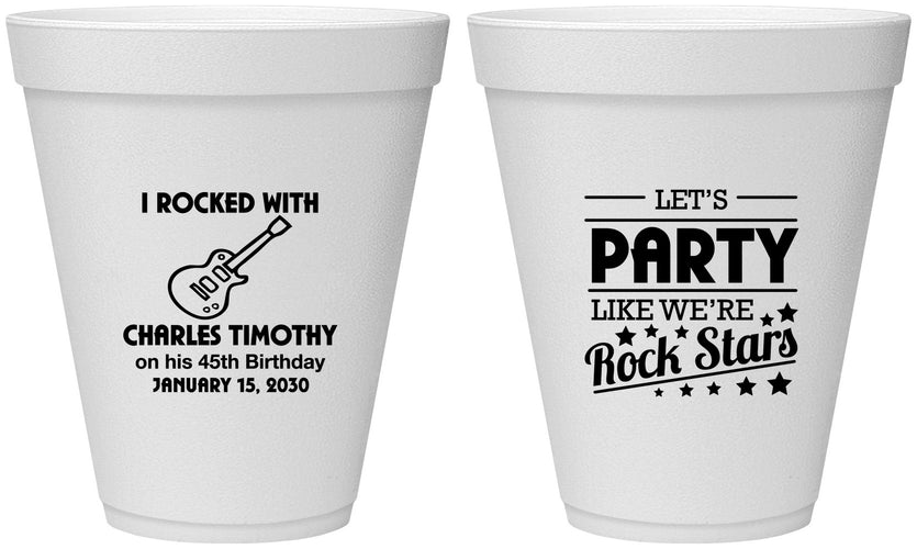 Personalized Birthday 12 oz Foam Cups - 45th Rock Star | 20176