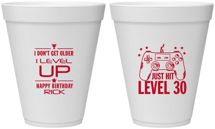 Personalized Birthday 12 oz Foam Cups - 30th Video Games | 20179