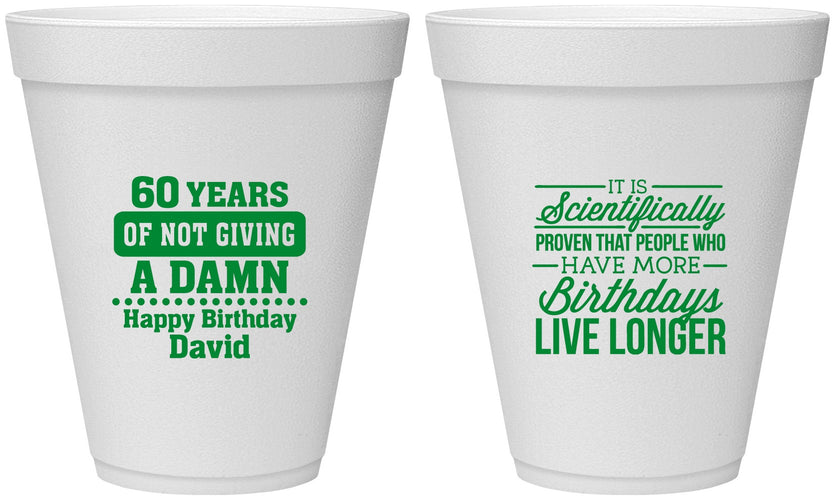 Personalized Birthday 12 oz Foam Cups - 60th | 20180