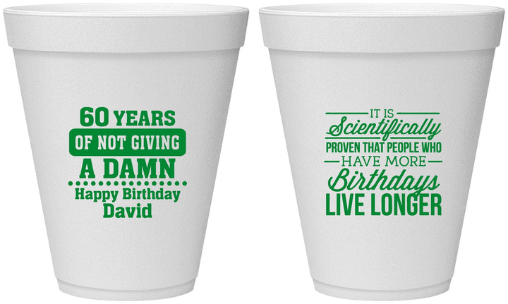 Personalized Birthday 12 oz Foam Cups - 60th | 20180
