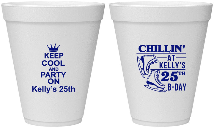 Personalized Birthday 12 oz Foam Cups - 25th Ice Scating | 20185