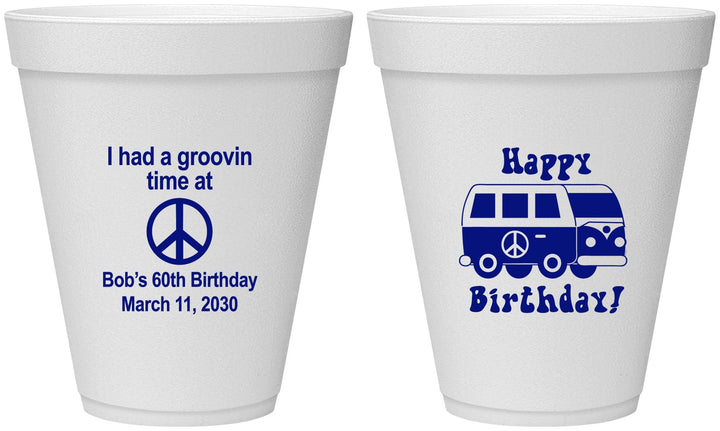 Personalized Birthday 12 oz Foam Cups - 60th | 20186