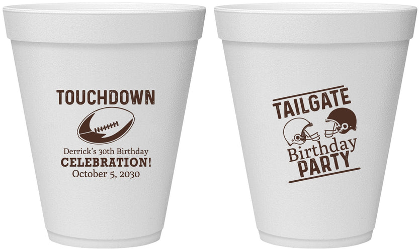 Personalized Birthday 12 oz Foam Cups - 30th Football | 20189