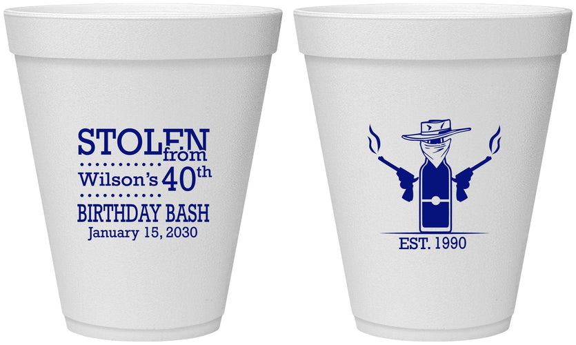 Personalized Birthday 12 oz Foam Cups - 40th | 20193
