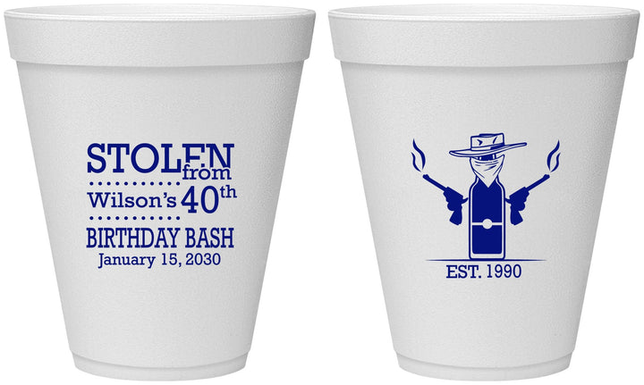 Personalized Birthday 12 oz Foam Cups - 40th | 20193