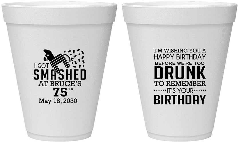 Personalized Birthday 12 oz Foam Cups - 75th | 20195