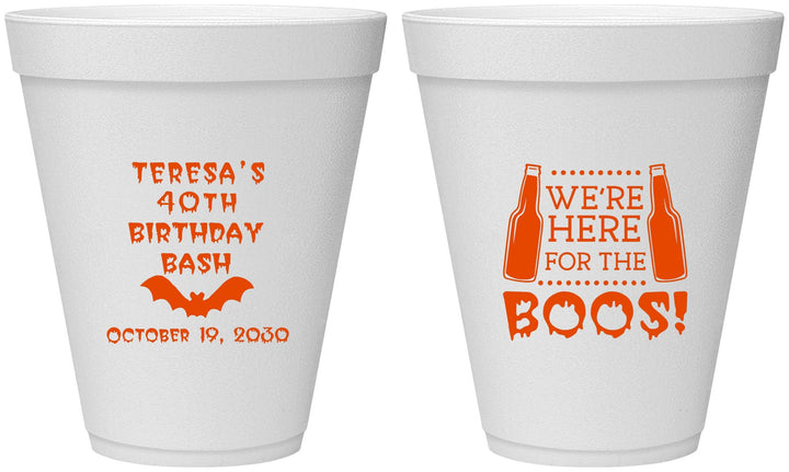Personalized Birthday 12 oz Foam Cups - 40th Halloween | 20198