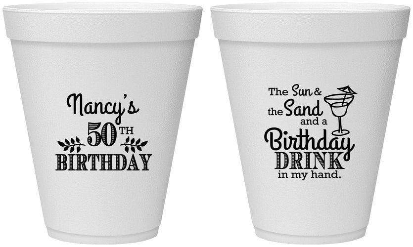 Personalized Birthday 12 oz Foam Cups - 50th | 20203