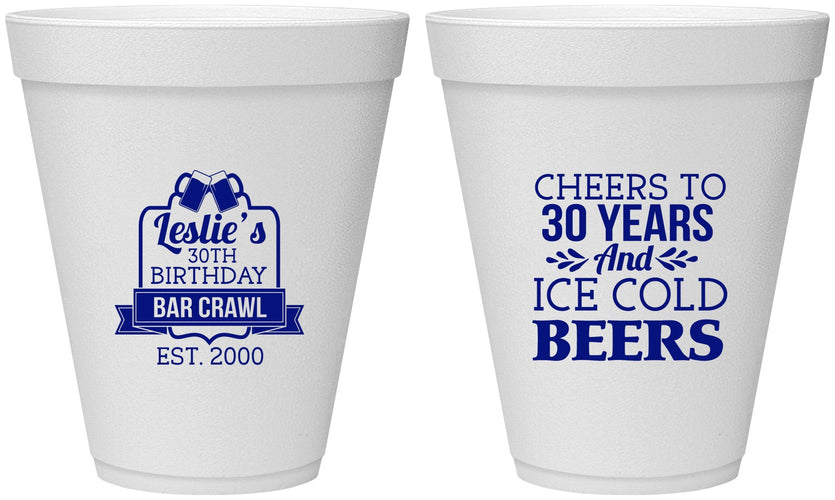 Personalized Birthday 12 oz Foam Cups - 30th | 20218