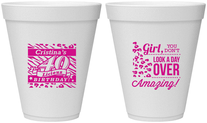 Personalized Birthday 12 oz Foam Cups - 40th | 20224