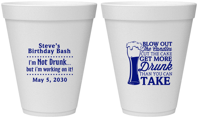 Personalized Birthday 12 oz Foam Cups - Beer Drunk | 20230