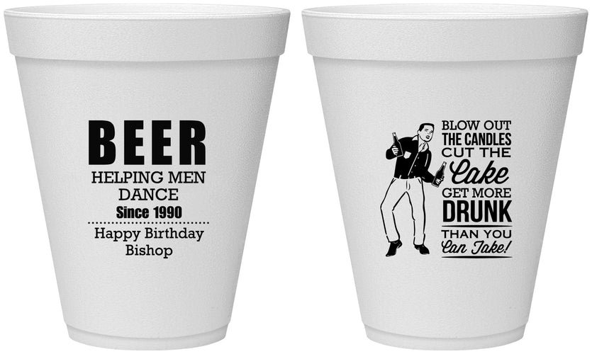 Personalized Birthday 12 oz Foam Cups - 40th | 20231