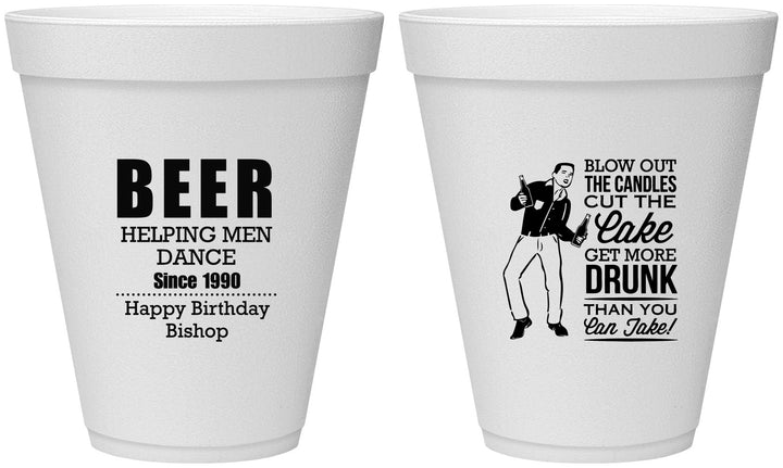 Personalized Birthday 12 oz Foam Cups - 40th | 20231