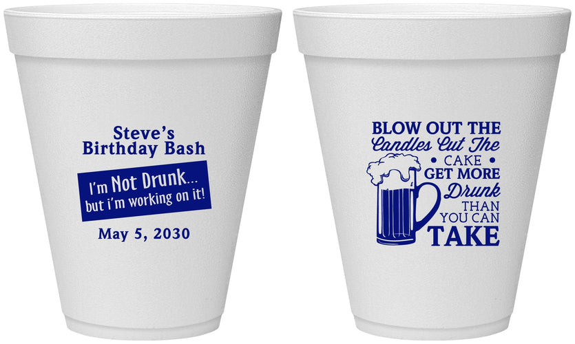 Personalized Birthday 12 oz Foam Cups - Beer Drunk | 20232