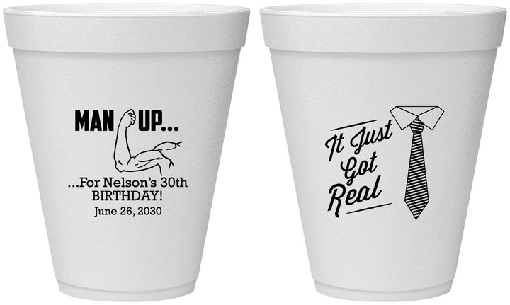 Personalized Birthday 12 oz Foam Cups - 30th | 20234