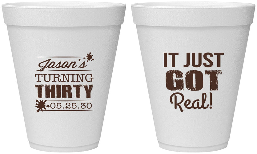 Personalized Birthday 12 oz Foam Cups - 30th | 20235