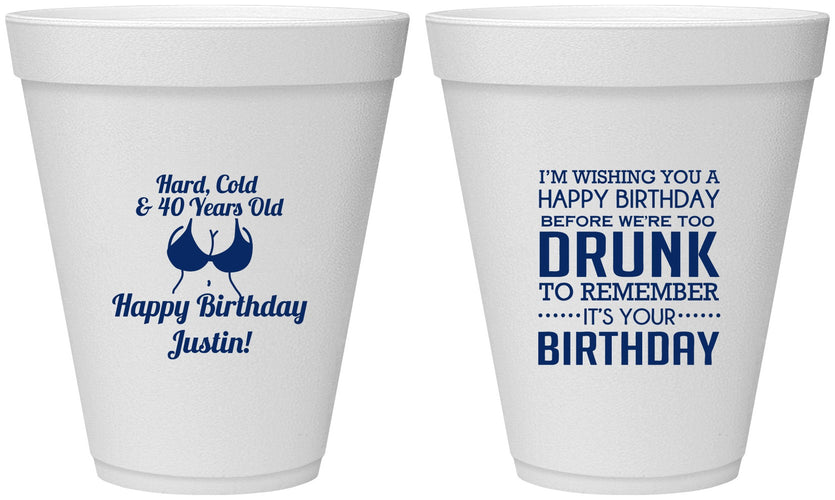 Personalized Birthday 12 oz Foam Cups - 40th | 20237