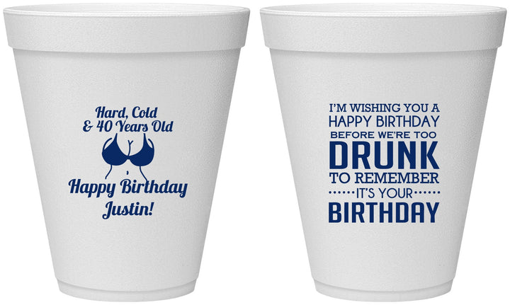 Personalized Birthday 12 oz Foam Cups - 40th | 20237