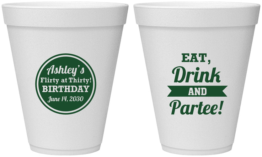 Personalized Birthday 12 oz Foam Cups - 30th | 20242