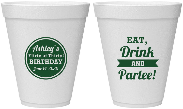 Personalized Birthday 12 oz Foam Cups - 30th | 20242