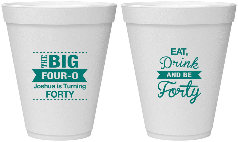 Personalized Birthday 12 oz Foam Cups - 40th | 20243