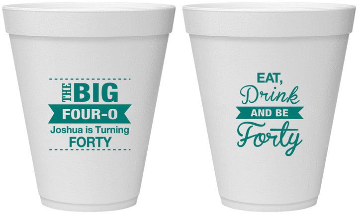 Personalized Birthday 12 oz Foam Cups - 40th | 20243