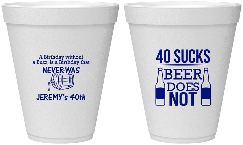 Personalized Birthday 12 oz Foam Cups - 40th | 20247