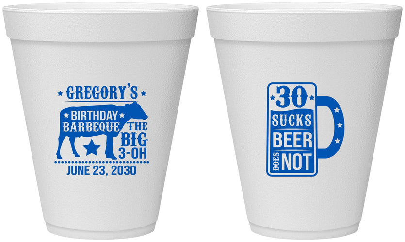 Personalized Birthday 12 oz Foam Cups - 30th | 20248