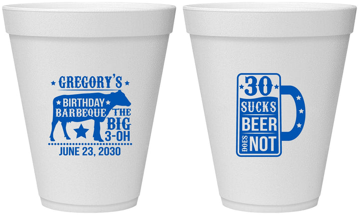 Personalized Birthday 12 oz Foam Cups - 30th | 20248