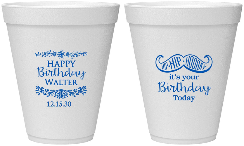 Personalized Birthday 12 oz Foam Cups - Hip Hip Hooray | 20250