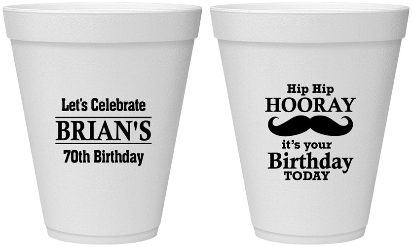 Personalized Birthday 12 oz Foam Cups - 70th | 20251