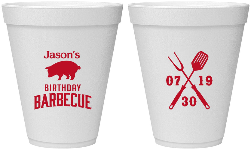 Personalized Birthday 12 oz Foam Cups - Barbeque Bbq | 20253