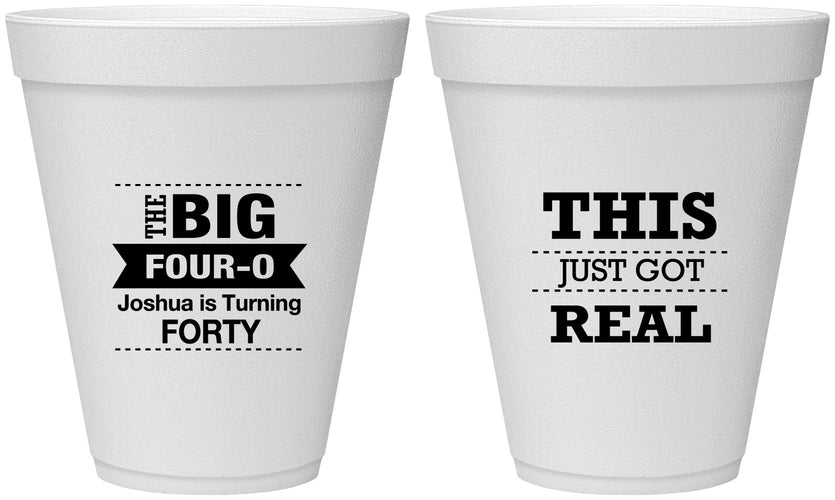 Personalized Birthday 12 oz Foam Cups - 40th | 20254