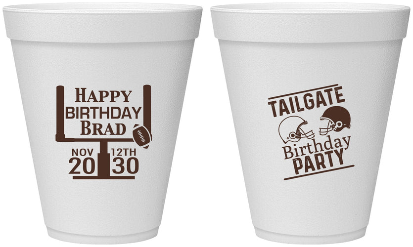 Personalized Birthday 12 oz Foam Cups - Football | 20256