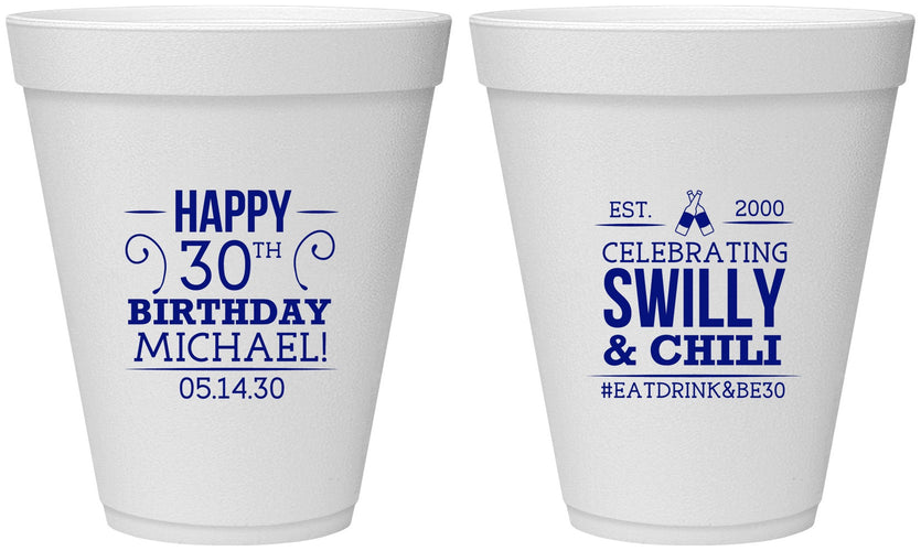 Personalized Birthday 12 oz Foam Cups - 30th | 20257
