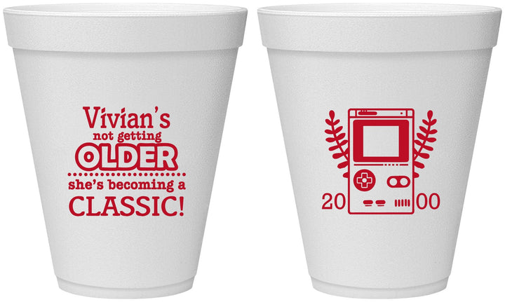 Personalized Birthday 12 oz Foam Cups - 30th Video Games | 20267