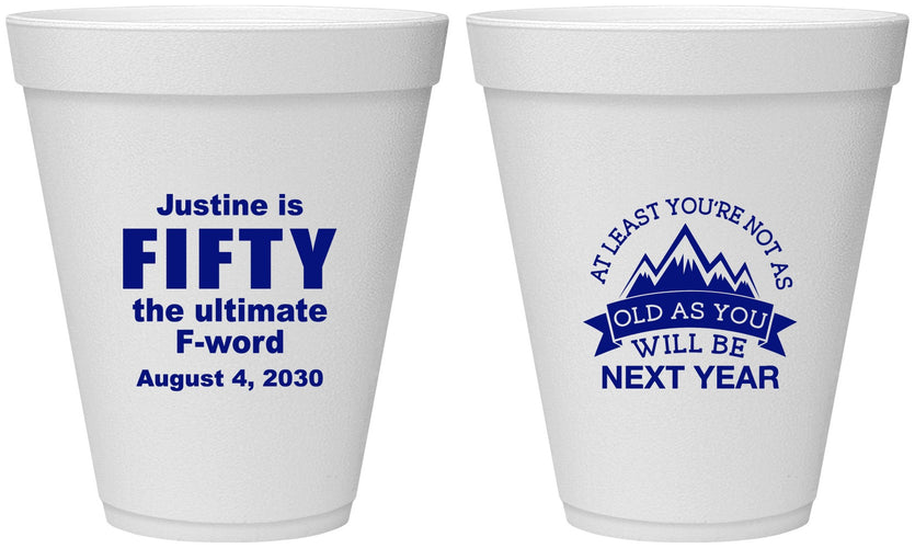 Personalized Birthday 12 oz Foam Cups - 50th | 20268