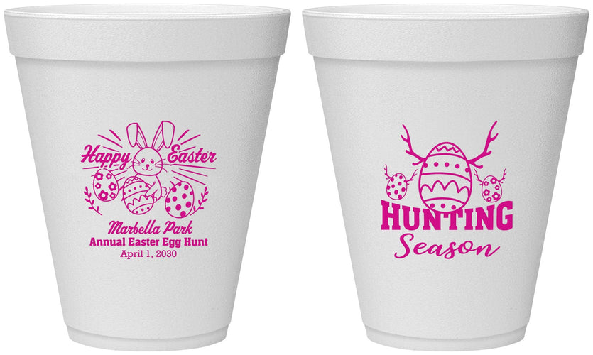Personalized Easter 12 oz Foam Cups - Bunny Egg Hunt | 210003