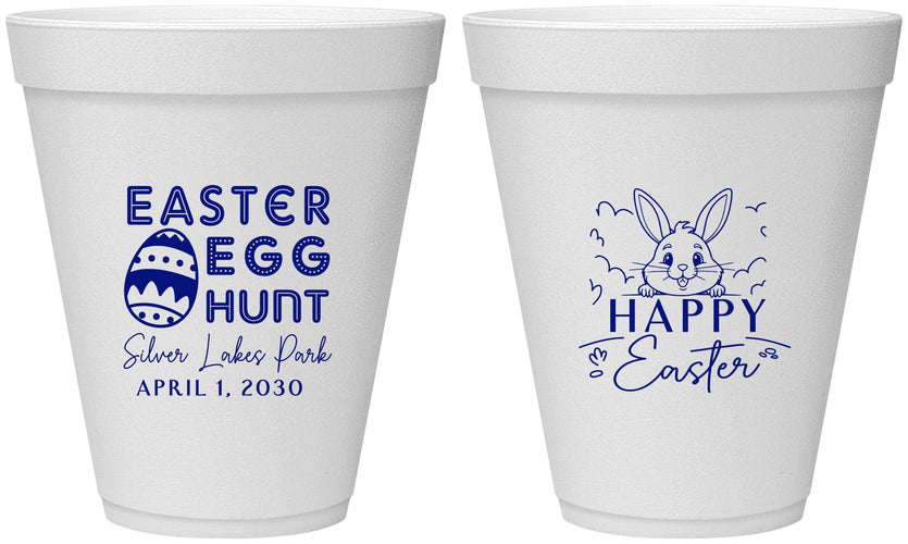 Personalized Easter 12 oz Foam Cups - Egg Hunt Bunny | 210005