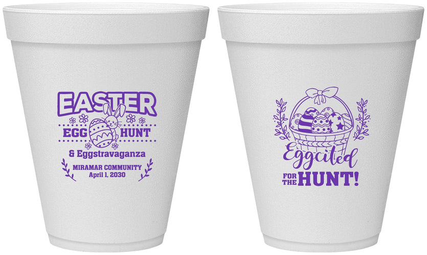 Personalized Easter 12 oz Foam Cups - Eggcited For Hunt Bunny | 210006