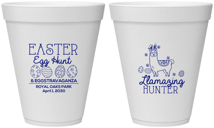 Personalized Easter 12 oz Foam Cups - Llama Eggs | 210009