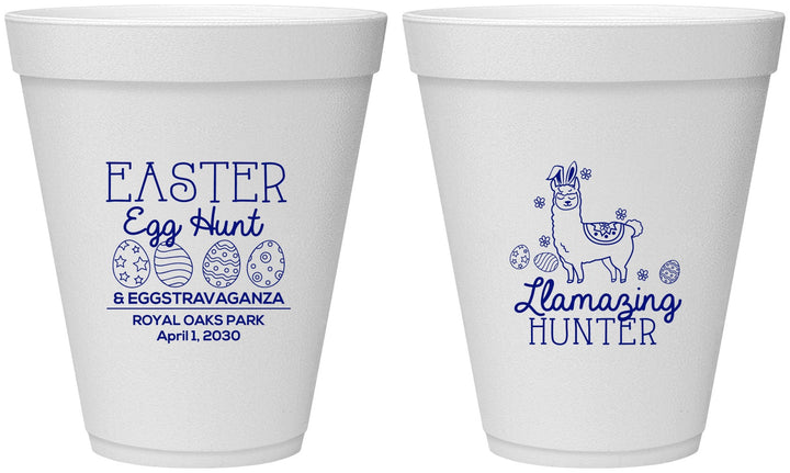 Personalized Easter 12 oz Foam Cups - Llama Eggs | 210009