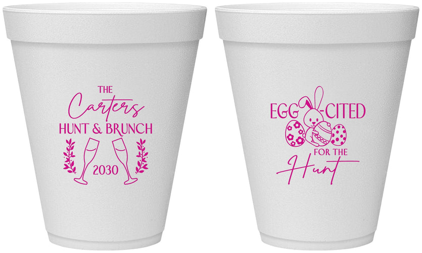 Personalized Easter 12 oz Foam Cups - Eggcited For Hunt Bunny | 210011