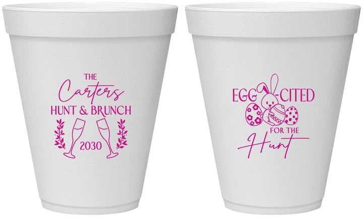 Personalized Easter 12 oz Foam Cups - Eggcited For Hunt Bunny | 210011