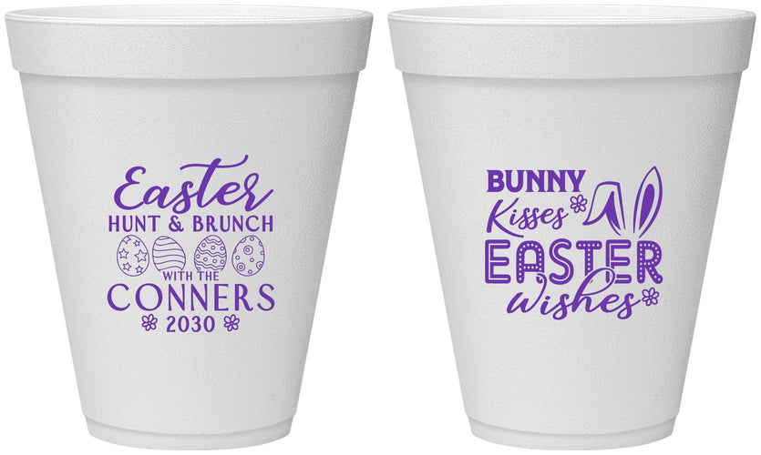 Personalized Easter 12 oz Foam Cups - Bunny Kisses Eggs | 210014